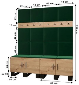 Predsieňová zostava Amanda 3 (dub artisan + zelená). Vlastná spoľahlivá doprava až k Vám domov. 1085881
