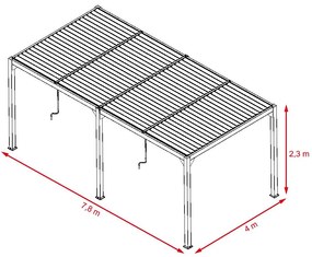 Hliníková bioklimatická pergola s lamelami 7.8 x 4 M