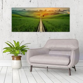 Obraz - Východ slnka nad údolím (120x50 cm)