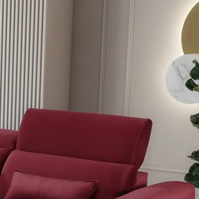 Červená zamatová rozkladacia/s úložným priestorom rohová pohovka (ľavý roh/s leňoškou) Foble – ELTAP