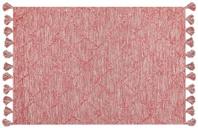 Bavlnený koberec 140 x 200 cm červený NIGDE Beliani