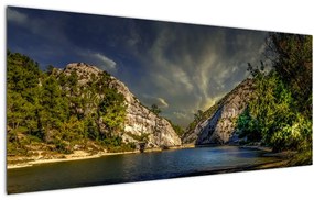 Obraz krajiny s jazerom (120x50 cm)