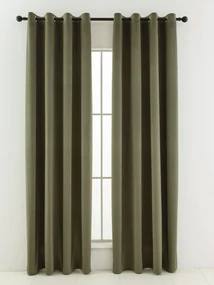 Zamatové zatemňovacie závesy Cesar olivové - 140 x 160 cm (2ks) - krúžky