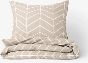 Goldea bavlnené posteľné obliečky - biely cikcak na béžovom 240 x 220 a 2ks 70 x 90 cm