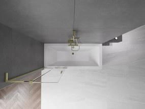 Mexen Velar L, 2-krídlová posuvná vaňová zástena 70 x 150 cm, 8mm číre sklo, zlatý matný profil, 896-070-003-01-55