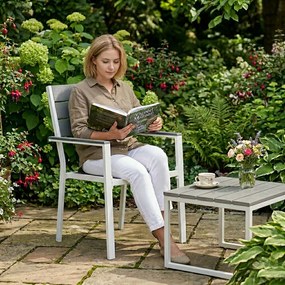 MultiGarden Sada 2 záhradných stoličiek - oceľ HDPE sivá biela MultiGarden