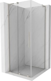 Mexen Velar L, sprchový kút s posuvnými dverami 120 x 120 cm, 8mm číre sklo, brúsená oceľ, 871-120-120-03-97