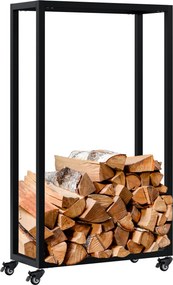 Stojan na drevo Hilta s kolieskami 25x60x100 cm - čierna