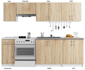 Kuchynská linka Lima 2,4 m biela/dub sonoma