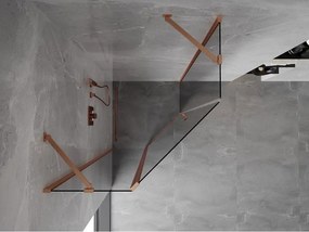 Mexen Mist, päťuholníkový sprchový kút výklopný 90 x 90 cm, číre sklo, medený matný profil, 8A8-090-090-65-00