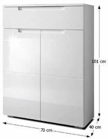 Tempo Kondela Komoda, biela extra vysoký lesk, SPACE