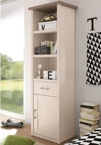 Vysoký úložný regál Luca, dub/bielená pínia%