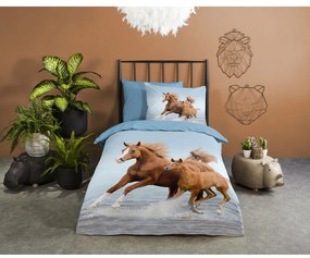 Modré bavlnené detské obliečky na jednolôžko 140x200 cm Free – Good Morning