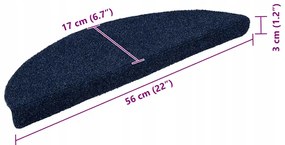 vidaXL Samolepiace rohože na schody 5 ks 56x17x3 cm tmavomodré polkruhové