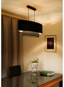 Duolla - Luster na lanku DOUBLE OVAL RATTAN 2xE27/15W/230V čierna/ratan