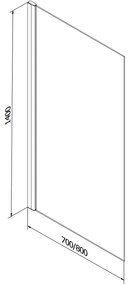 Mexen ALEX, vaňová zástena, 1-krídlo FIX, 70x140 cm, vzor čierny rám, 893-070-000-70-70
