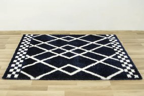 Koberec Boho 656 Romby tmavomodrý / krémový