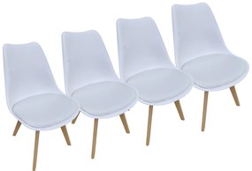 Bestent Jedálenské stoličky 4ks biele škandinávsky štýl Basic