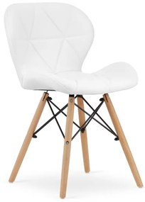 Jedálenská stolička LAGO ekokoža biela (hnedé nohy)