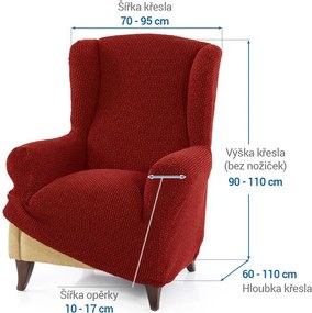 Super strečové poťahy NIAGARA tehlová kreslo ušiak (š. 70 - 95 cm)