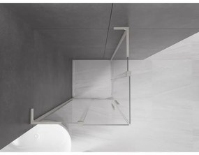 Mexen Velar L Duo, sprchový kút s posuvnými dverami 80 x 80 cm, 8mm číre sklo, brúsená oceľ, 871-080-080-02-03-97