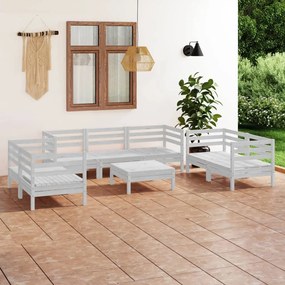 8-dielna záhradná sedacia súprava biela borovicové drevo
