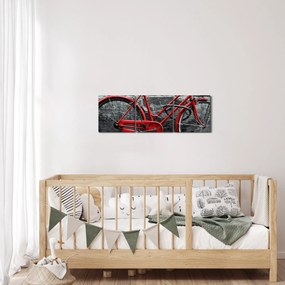 Obraz - Historický bicykel (s hodinami) (90x30 cm)
