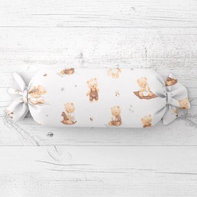 Biante Detský vankúš valec bonbon Sandra SA-732 Medvedie bábätká na bielom 15x40 cm