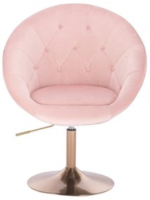 LuxuryForm DESIGN Kreslo VERA VELUR na zlatom tanieri - svetlo ružové