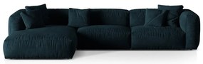 Tmavomodrá zamatová modulárna rohová pohovka (ľavý roh/s leňoškou) Martina – Micadoni