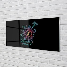 Obraz na skle poznámky farebné gitary 125x50 cm