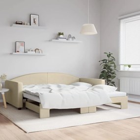 Denná posteľ s rozkladacou posteľou krémová 100x200 cm látka 3197197