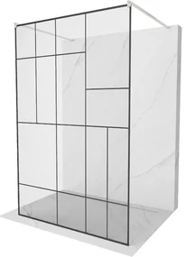 Mexen Kioto, sprchová zástena Walk-In 140 x 200 cm, 8mm sklo čierny vzor, brúsená oceľ profil, 800-140-002-97-78