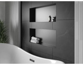 Mexen X-Wall-NR, polička na zapustenie pod obklad bez goliera 75 x 30 cm, čierna matná, 1971753010