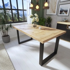 PLUTO II ROZKLADACÍ JEDÁLENSKY STÔL + 4 x STOLIČKA HORČICOVÝ ZAMAT 156 - 248 cm