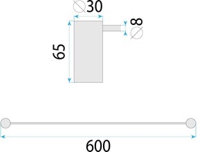 Rea Solo, kúpeľňový vešiak na uterák 60cm, 64101, grafitová, REA-07880