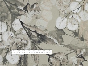 Biante Dekoračný záves TF-057 Kvety s eukalyptom na hnedobéžovom 140x250 cm