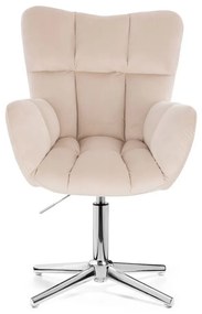 LuxuryForm DESIGN Kreslo AURORA VELUR na striebornom kríži - krémové