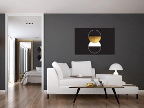 Obraz - Abstrakcia zlatá a čierna N⁰2 (90x60 cm)