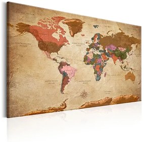 Obraz - World Map: Brown Elegance Veľkosť: 120x80, Verzia: Na talianskom plátne