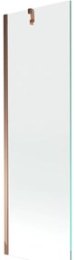 Mexen Next, vaňová zástena 1-krídlová 60 x 150 cm, fixné krídlo, 6 mm číre sklo, ružové zlato profil, 895-060-000-00-00-60