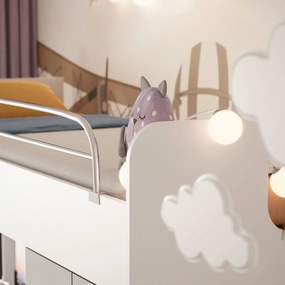 Detská poschodová posteľ DARMA II + police + skriňa + matrac  biela