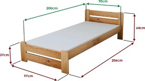 AKCIA Posteľ Laura 90 x 200 cm, jelša II. akosť