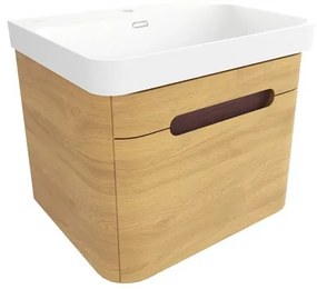 Kúpeľňová skrinka s umývadlom SAT Fusion 57,5x43x45 cm dub medový mat SATFUSION60DMMW, 1 ks