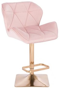 LuxuryForm Barová stolička MILANO VELUR na zlatej hranatej podstave - svetlo ružová