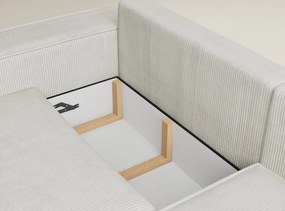 Krémovobiela menčestrová rozkladacia/s úložným priestorom rohová pohovka (pravý roh/do L) Tonga – Maison de Rêve