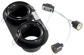 Okrúhle zapustené bodové svetlo čierne GU10 70 mm výkyvné 2-svetlo - Installa