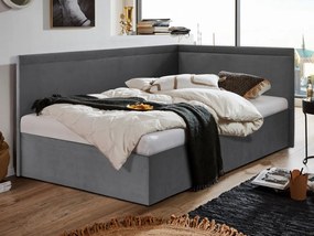 Rohová posteľ Travis pravá 120x200, šedá látka