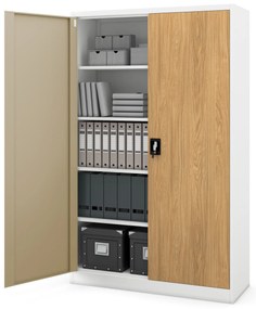 Kovová kancelárska skrinka Biely/ Zlatý dub: Eco Design JAN II