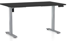 Výškovo nastaviteľný stôl OfficeTech B, 140 x 80 cm, sivá podnož, čierna